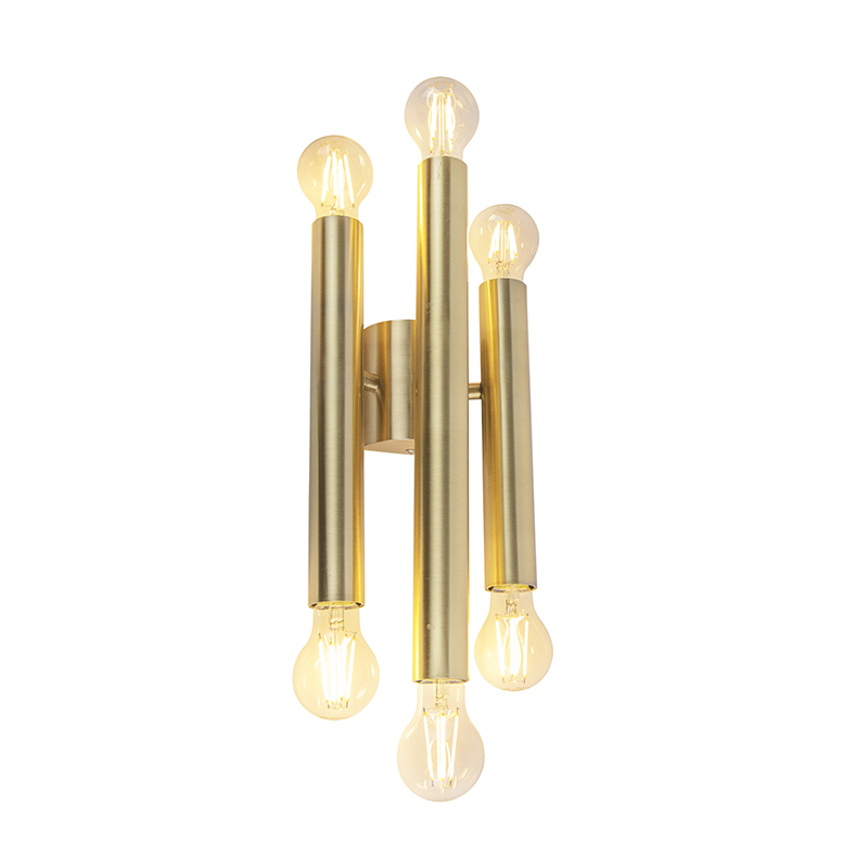 wandlampen Vintage wandlamp goud Staal Over een stijlvolle gesproken wat dacht je van deze Tubi In het opvallende armatuur en er is plaats voor wel 6