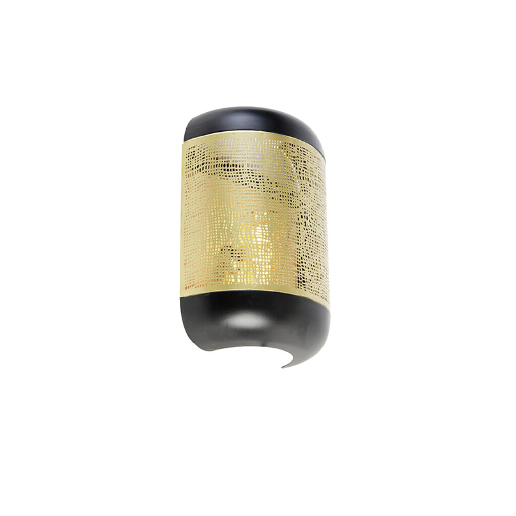 wandlampen Vintage wandlamp zwart met messing Kayleigh Staal Ga voor een stijlvolle vintage toevoeging in huis onze collectie. Deze is afgewerkt en deze