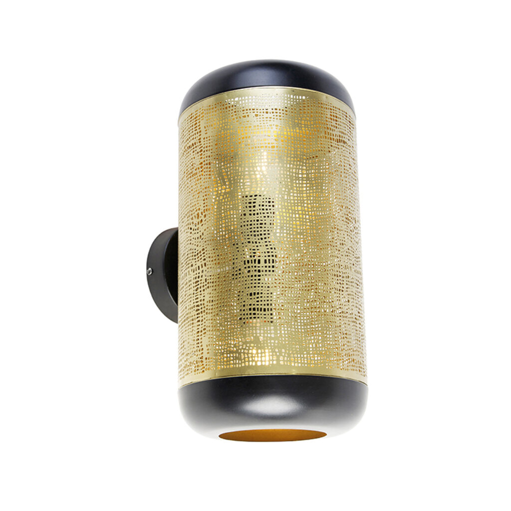 wandlampen Vintage wandlamp zwart met messing 20 cm Kayleigh Staal Ga voor een stijlvolle vintage toevoeging in huis onze collectie. Deze is afgewerkt en deze