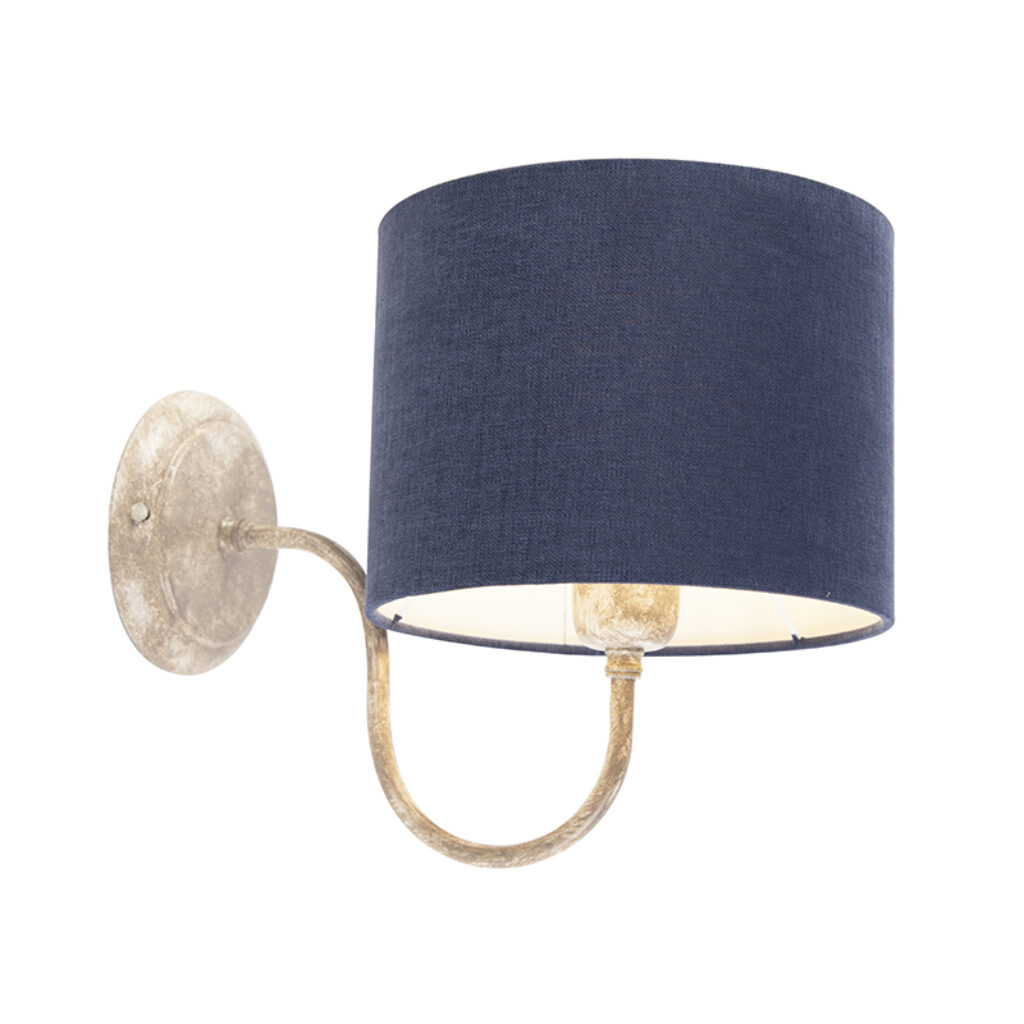 wandlampen Wandlamp cilinder kap 20 cm beige met blauw Combi Classic StofStaal Blauw go classic deze Het armatuur is mooi afgewerkt in een taupe kleur wat hem