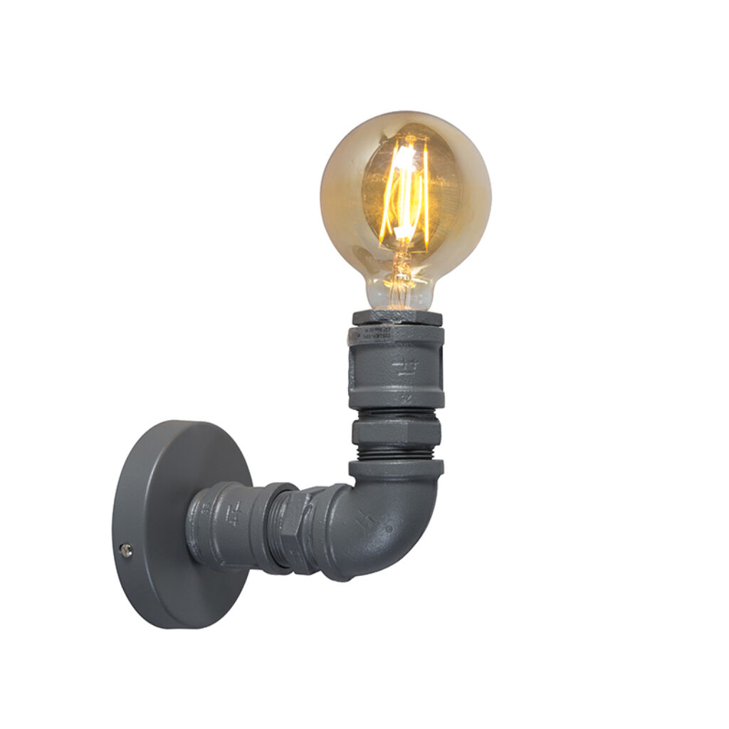 wandlampen wandlamp donkergrijs Plumber 1 Staal Donkergrijs Een stoere en opvallende sfeermaker voor iedereen. Het mooiste effect in huis krijg je wanneer er