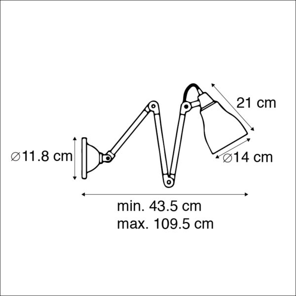 Industriële wandlamp grijs verstelbaar - Mersey - Afbeelding 3