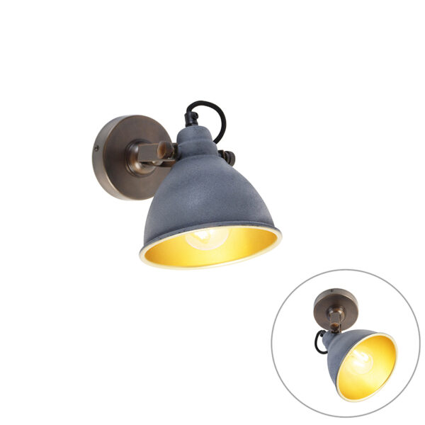 wandlampen wandlamp koper met beton verstelbaar Liko Staal Grijs Haal de sfeer in huis onze Liko. Deze is gemaakt van staal en afgewerkt een grijze koperen