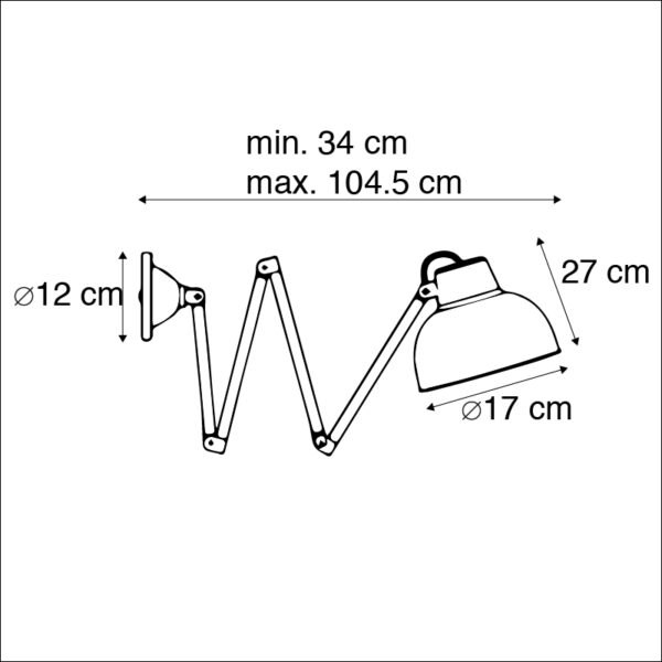 Industriële wandlamp messing verstelbaar - Avon - Afbeelding 3