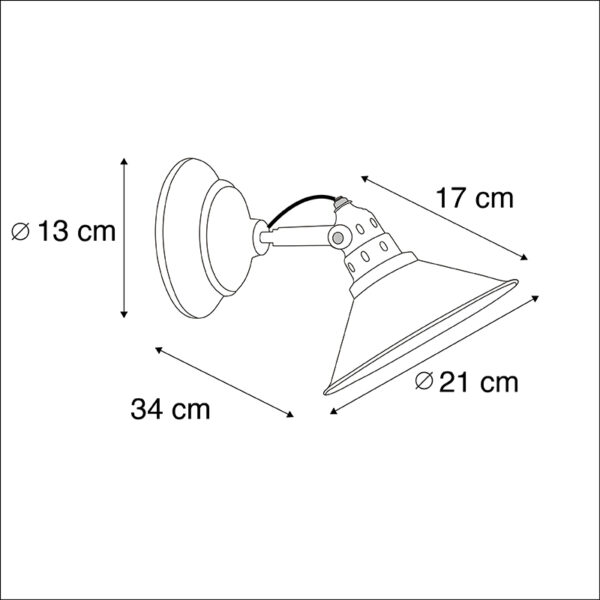 Industriële wandlamp roest met goud - Rust - Afbeelding 3