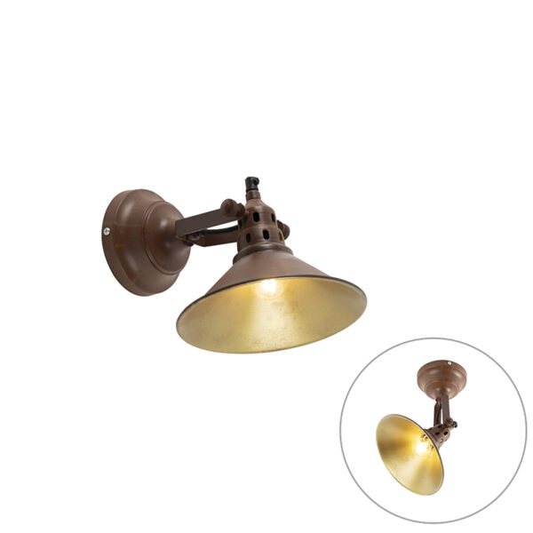 wandlampen wandlamp roest met goud Rust Staal Roestbruin Een nostalgisch design in een nieuw Deze prachtig effect de hal of als sfeerlampje woonkamer. De lamp
