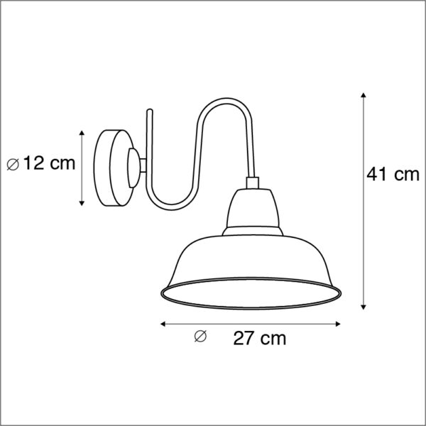 Industriële wandlamp roest met gouden binnenkant - Factory - Afbeelding 3