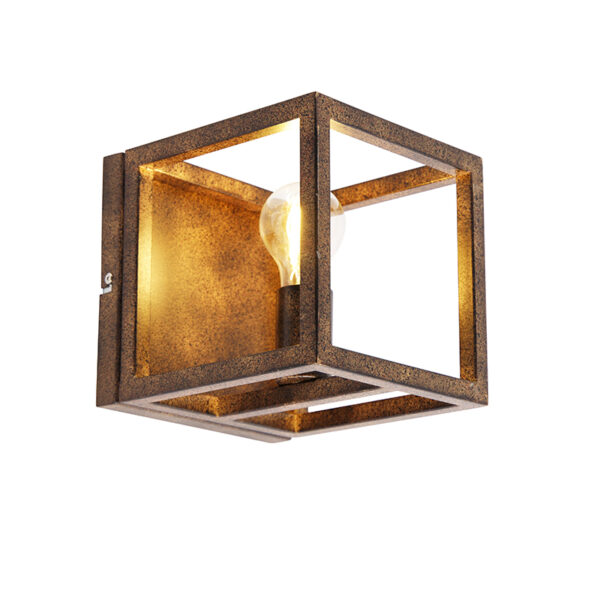 wandlampen wandlamp roestbruin Cage Staal Bruin Een luchtig ontwerp in deze wandlamp. Kies je ook voor stijlvolle Jouw woning of kantoor zal gehuld worden een