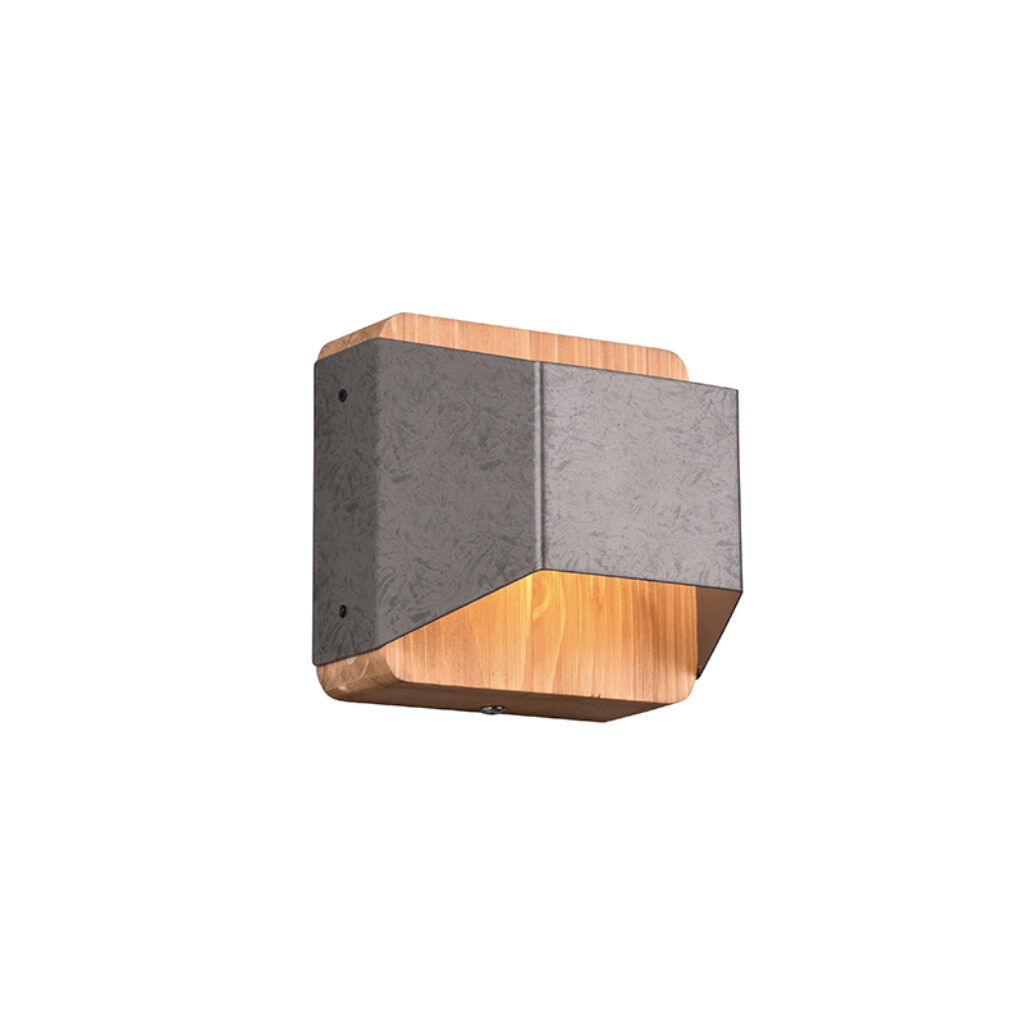 wandlampen Wandlamp staal 12 cm incl. LED dimbaar Tyko StaalHout Staal