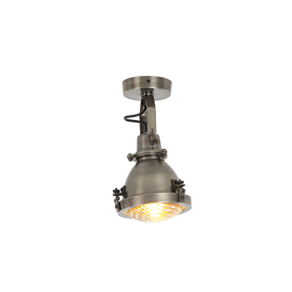 Industriële wandlamp staal met vintage glas - Kono - Afbeelding 2