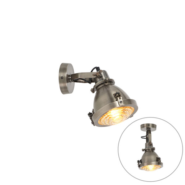 wandlampen wandlamp staal met vintage glas Kono GlasStaal Staal Deze stoere gaat jouw interieur helemaal compleet maken. Met zijn uitstraling in afwerking en is