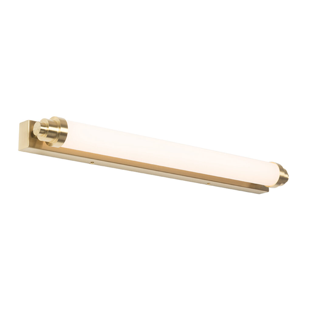 wandlampen Wandlamp wit met goud incl. LED dimbaar IP44 Yordi KunststofStaal Goud Maak jouw badkamer compleet de klassieke Deze witte wandlamp is gemaakt van