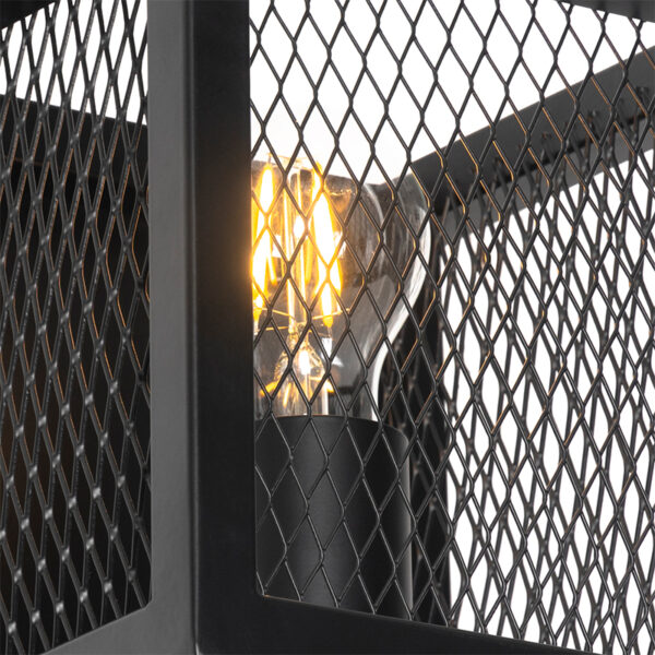 Industriële wandlamp zwart - Cage Mesh - Afbeelding 2