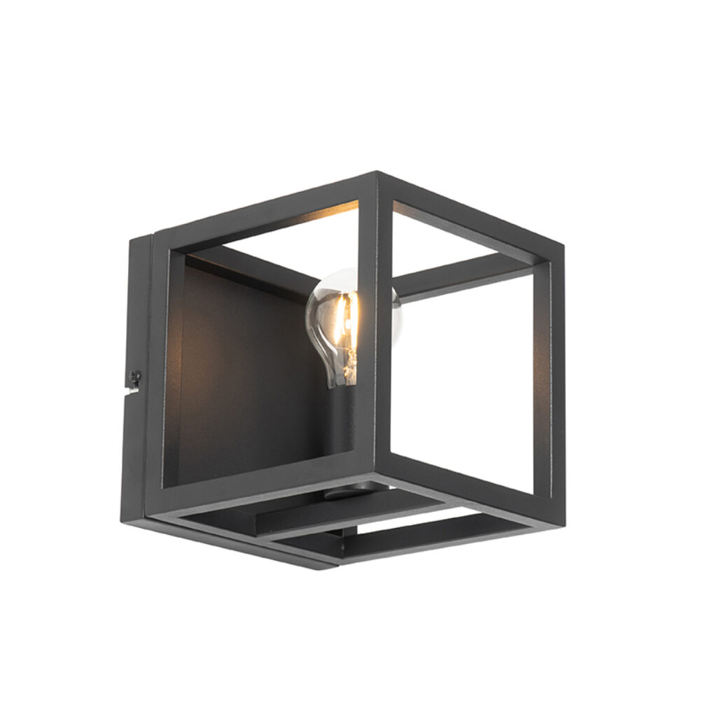 wandlampen wandlamp zwart Cage Staal Zwart is door zijn strakke design een echte wandlamp. Hij gemaakt van staal en afgewerkt in het zwart. De heeft diepte 20