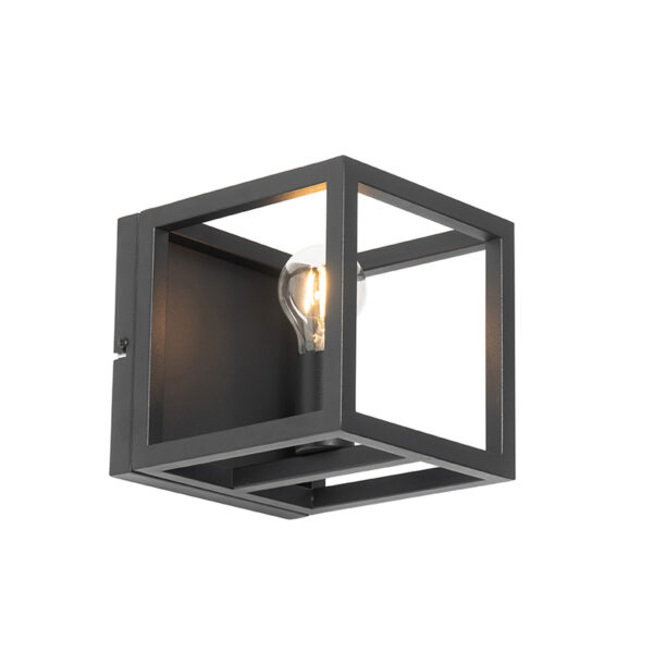 wandlampen wandlamp zwart Cage Staal Zwart is door zijn strakke design een echte wandlamp. Hij gemaakt van staal en afgewerkt in het zwart. De heeft diepte 20