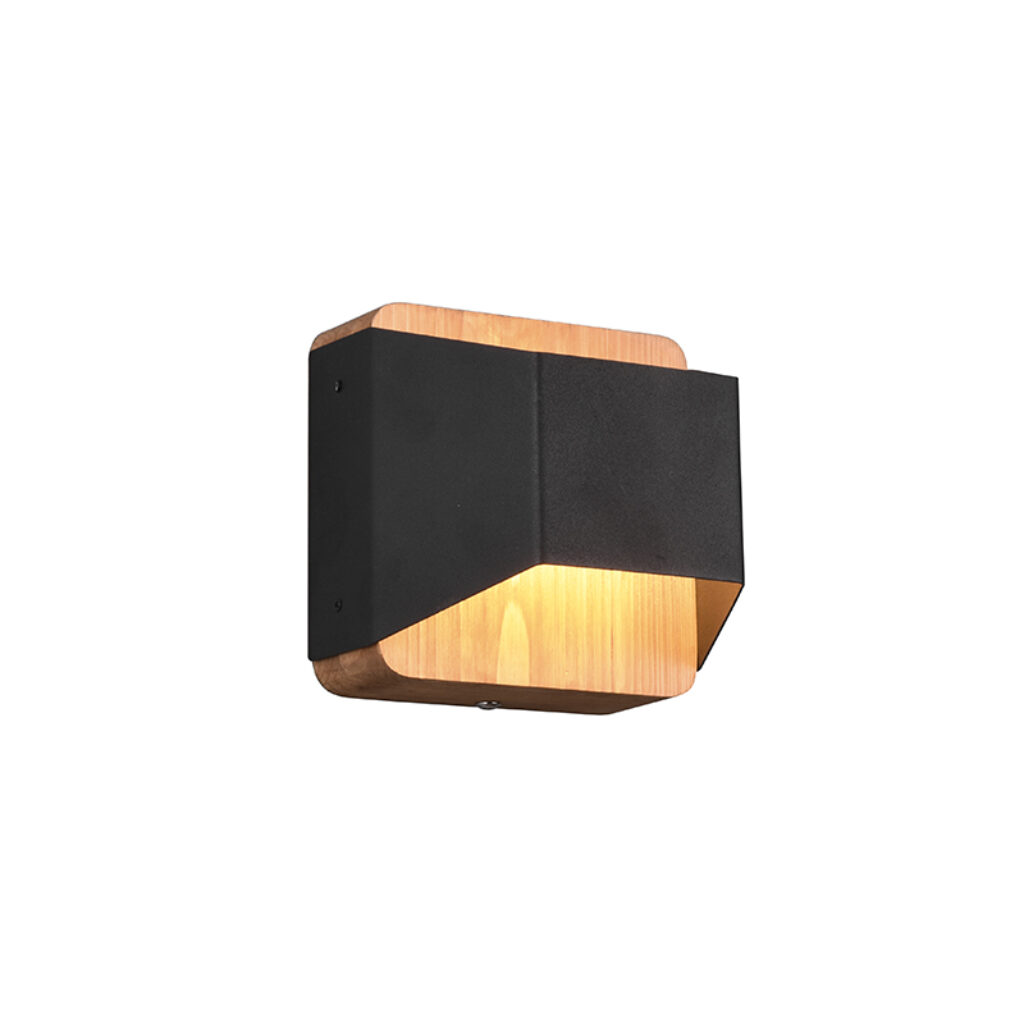 wandlampen Wandlamp zwart 12 cm incl. LED dimbaar Tyko Staal Zwart