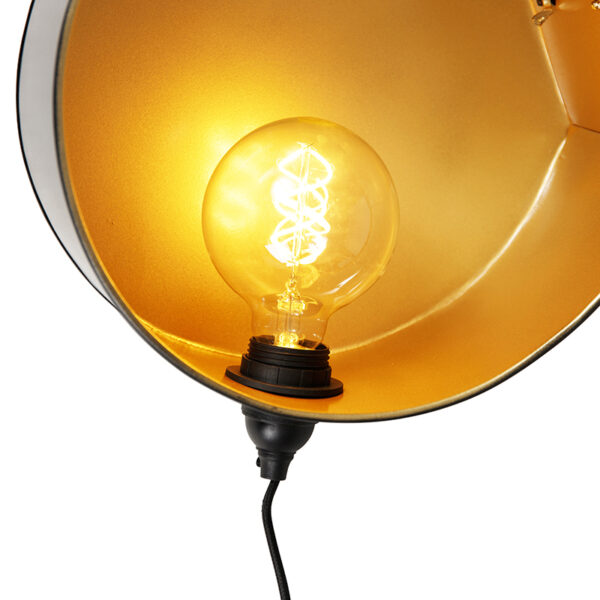 Industriële wandlamp zwart met goud rond - Comb - Afbeelding 2