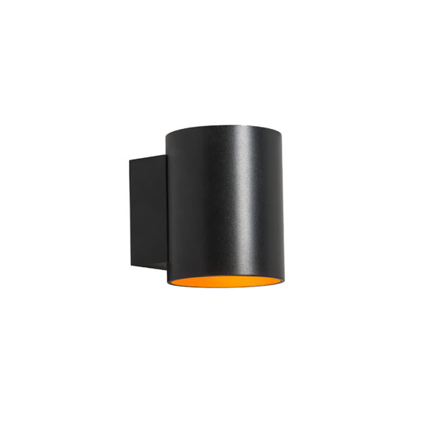 wandlampen Wandlamp zwart met goud rond Sola Aluminium Zwart Eenvoudige neutrale compacte en overal toepasbare wandlamp. Het licht schijnt naar boven beneden