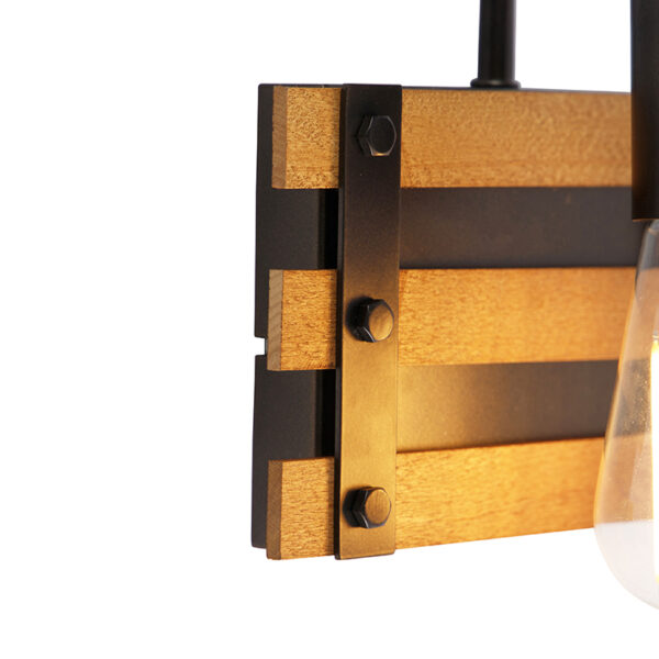 Industriële wandlamp zwart met hout - Paleta Mai - Afbeelding 2