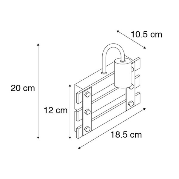 Industriële wandlamp zwart met hout - Paleta Mai - Afbeelding 3