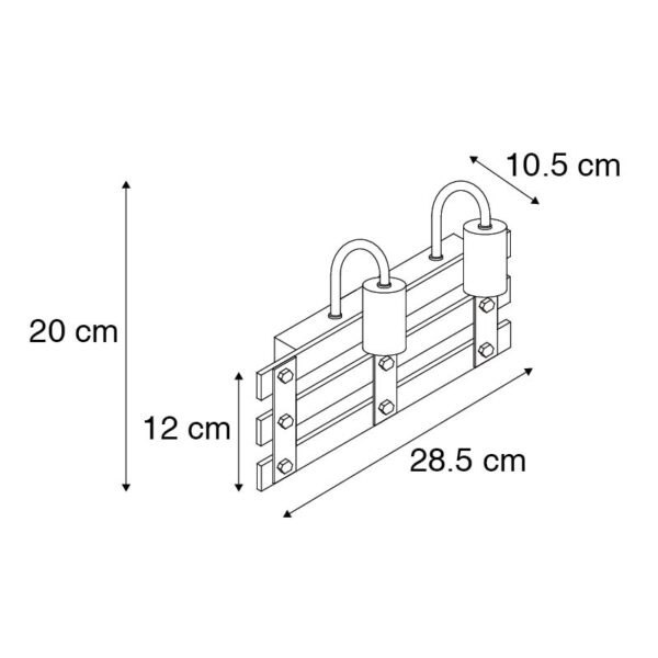 Industriële wandlamp zwart met hout 2-lichts - Paleta Mai - Afbeelding 3