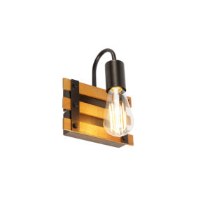 wandlampen wandlamp zwart met hout Paleta Mai HoutStaal Bruin is een perfecte als nachtlampje of in je Het bruine kleur geeft de lamp stoer uiterlijk en door