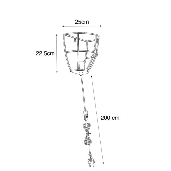 Industriële wandlamp zwart met hout en schakelaar - Arthur - Afbeelding 3
