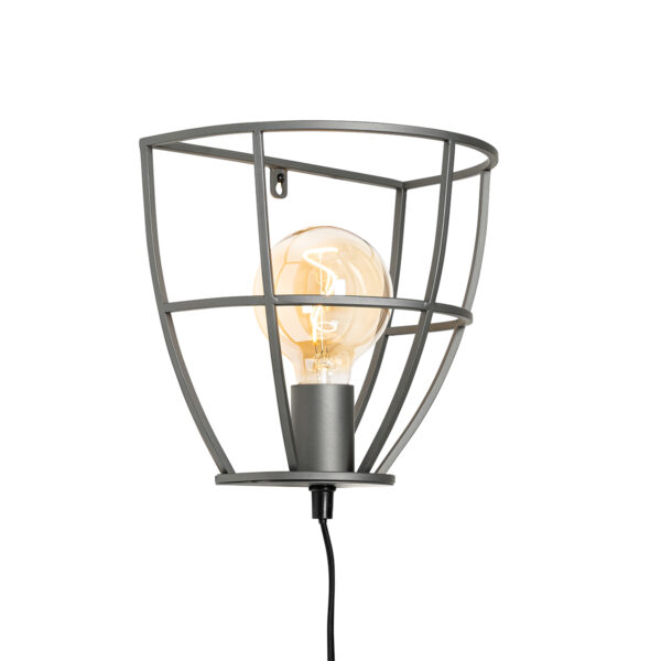 wandlampen wandlamp zwart met hout en schakelaar Arthur HoutStaal Bruin Wandlamp voelt zich helemaal thuis in een industrieel interieur. De lamp is gemaakt van