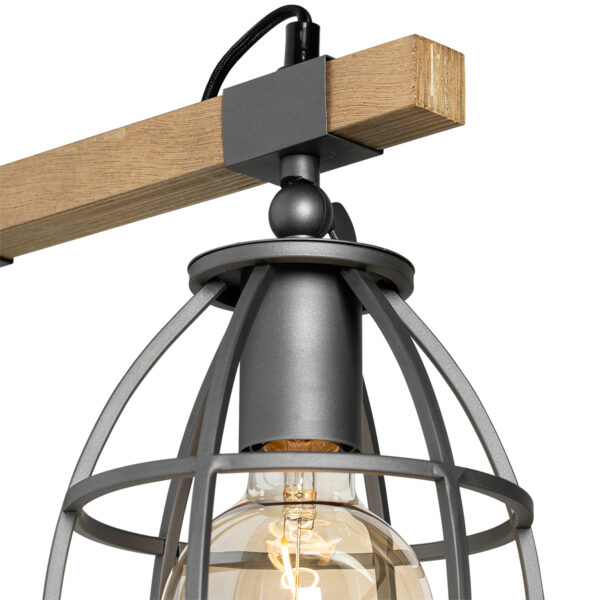Industriële wandlamp zwart met hout verstelbaar - Arthur - Afbeelding 2