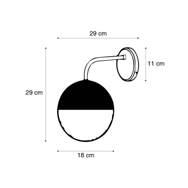 Industriële wandlamp zwart met messing - Haicha - Afbeelding 3