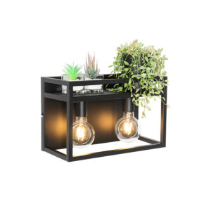 wandlampen wandlamp zwart met rek Cage Rack Staal Zwart Laat jouw ruimte opvallen deze Deze stevige zwarte lamp is gemaakt van staal. Hij heeft een diepte 18 cm