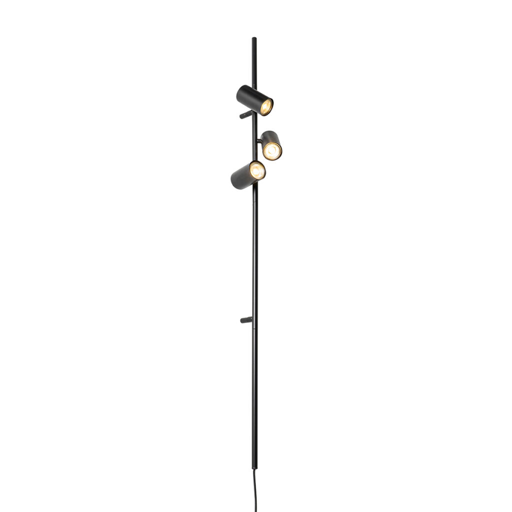 wandlampen Wandlamp zwart met voetschakelaar Jeana Luxe Staal Zwart