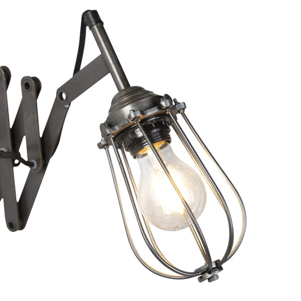 Industriële wandlamp zwart verstelbaar - Scissors Cage - Afbeelding 2