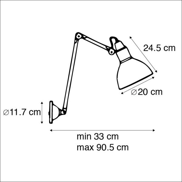 Industriële wandlamp zwart verstelbaar - Wye - Afbeelding 3