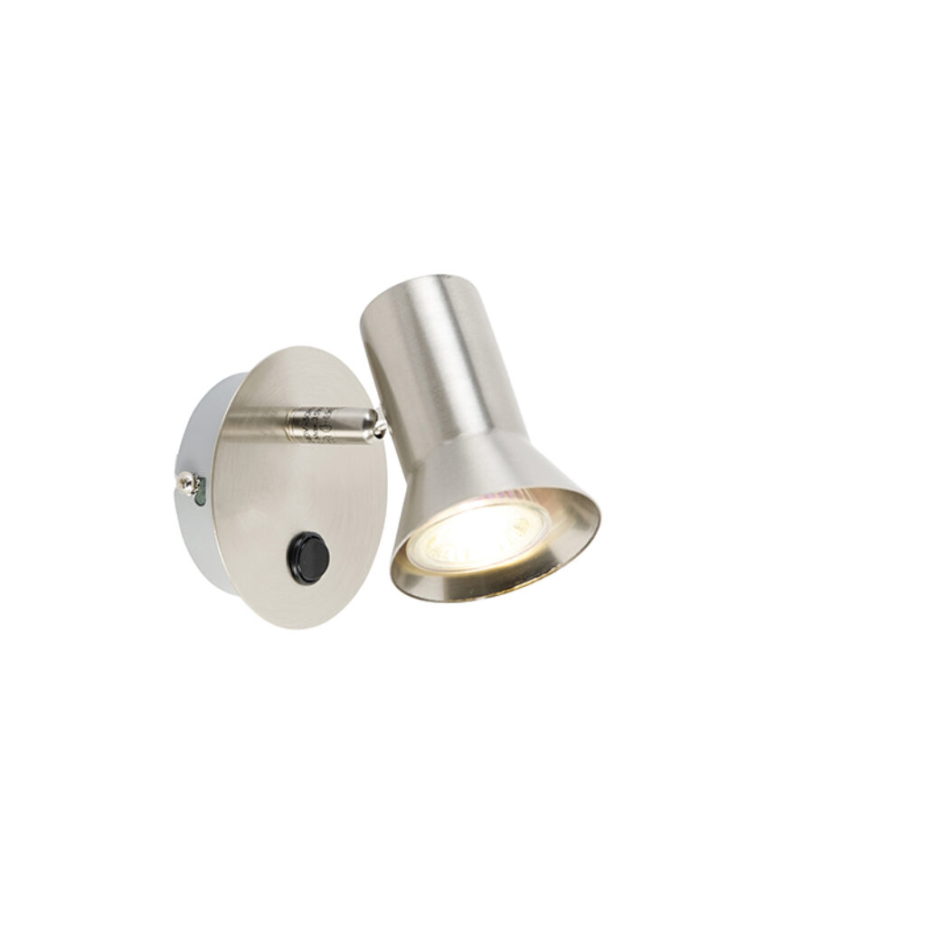 wandlampen Wandspot staal en kantelbaar met schakelaar Karin 1 Metaal Staal Wat een eyecatcher in De spot hoort echt thuis modern interieur. combinatie van de