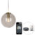 Smart hanglamp messing met smoke glas 30 cm incl. Wifi ST64 – Ball