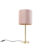 Romantische tafellamp messing met roze kap 25 cm – Simplo