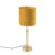 Tafellamp goud/messing met velours kap geel 25 cm – Parte